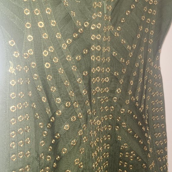 Dark Green & Gold Fringe Dress - Picture 4 of 4